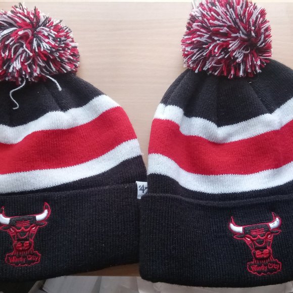 NEW Chicago Bulls NBA 47 Brand Pom Adult Beanie Hat - Picture 4 of 4